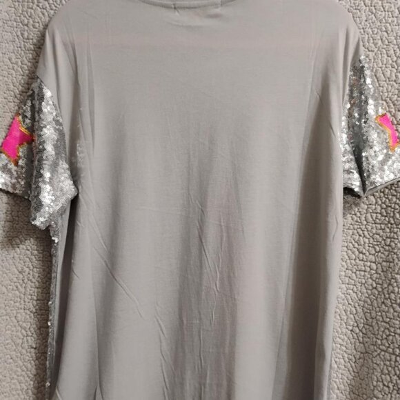 Simply Southern Sequin Silver Santa Shift Dress S/M NWT - Picture 6 of 8